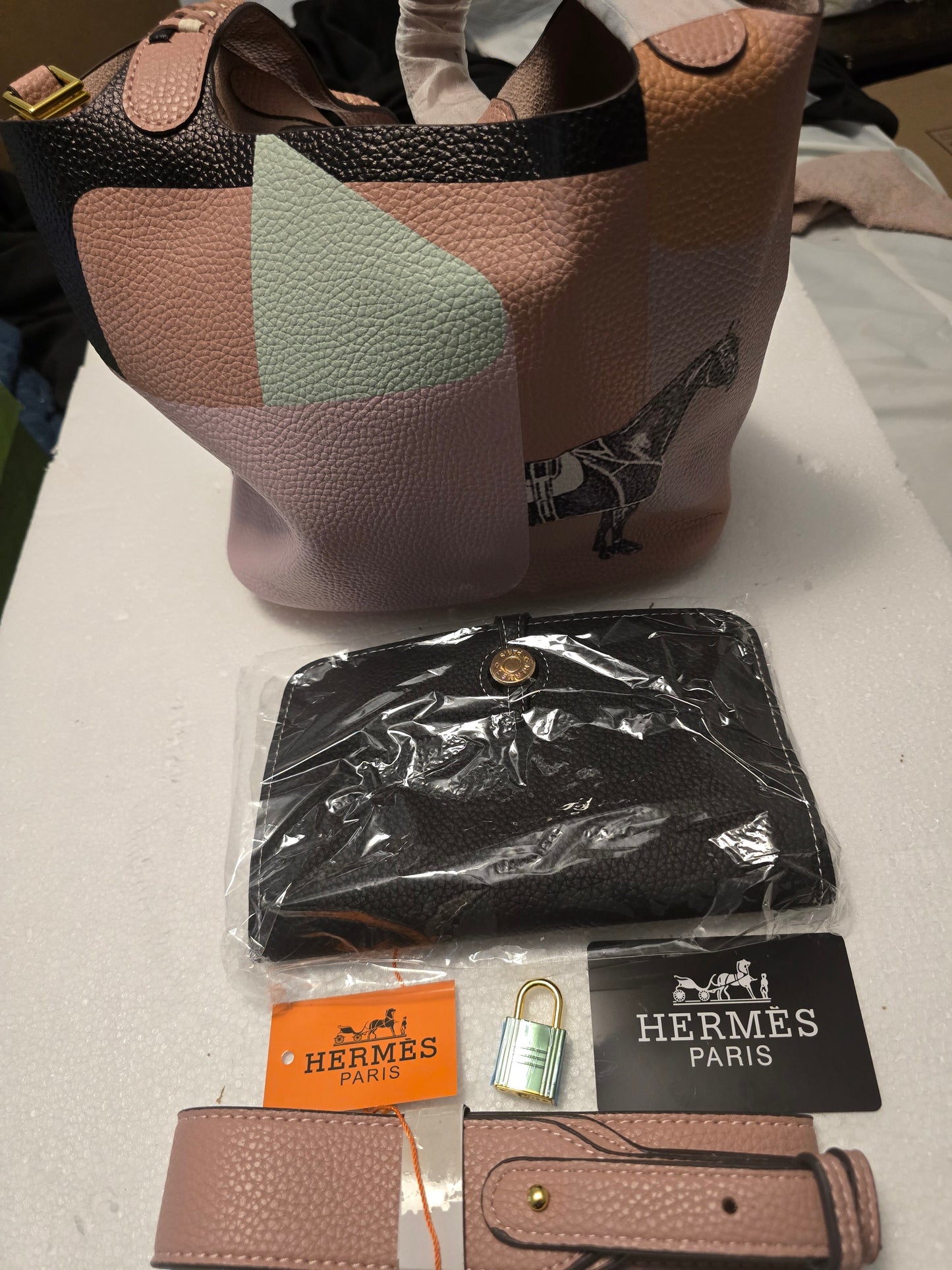 Hermes Multicolor Pebbled Colorblock