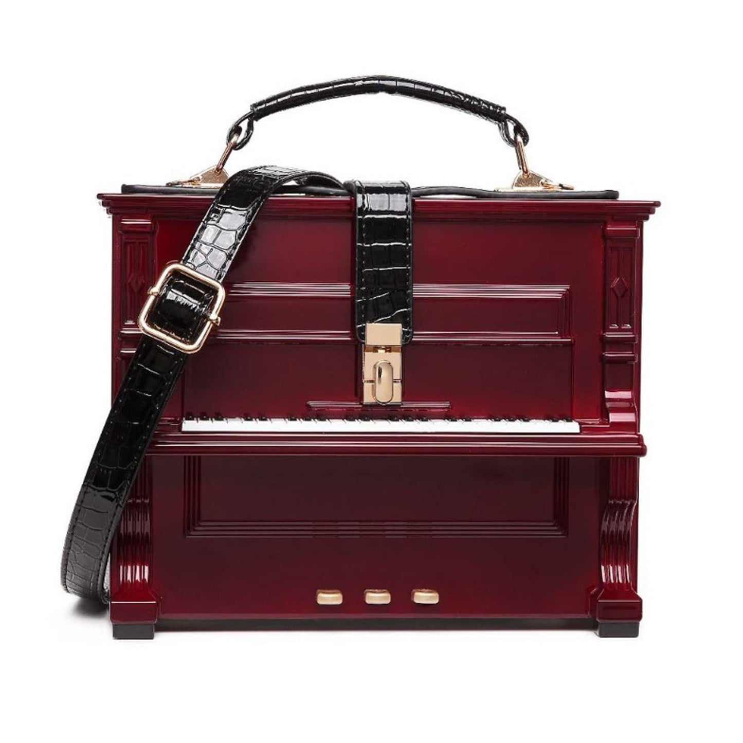 Fashion Piano Shape Women Handbag Box Shaped Women Purses and Handbags Designer ShoulCrossbody Handbag Lder Bags adies Party Handle Clutch Bag (D)